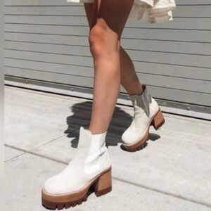 Jeffrey Campbell x Free People Cream Preston Platform Heeled Boots
